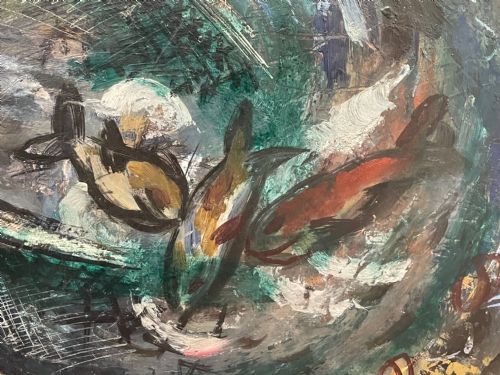 EXPRESSIONIST SCOTTISH OIL PAINTING HAULING THE NETS ARCHIBALD PEDDIE - ADDITIONAL PHOTO 7