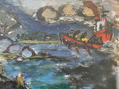 EXPRESSIONIST SCOTTISH OIL PAINTING HAULING THE NETS ARCHIBALD PEDDIE - ADDITIONAL PHOTO 8