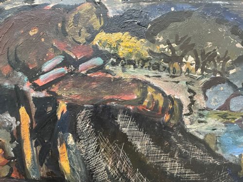 EXPRESSIONIST SCOTTISH OIL PAINTING HAULING THE NETS ARCHIBALD PEDDIE - ADDITIONAL PHOTO 16