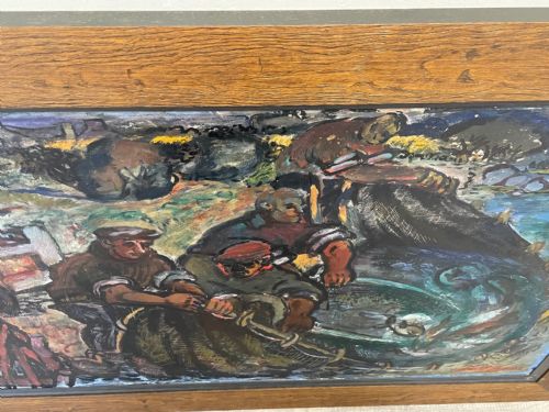 EXPRESSIONIST SCOTTISH OIL PAINTING HAULING THE NETS ARCHIBALD PEDDIE - ADDITIONAL PHOTO 20