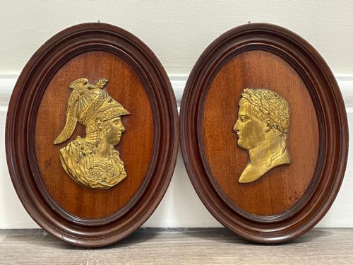 PAIR 19TH CENTURY GILDED BRONZE ALEXANDER NAPOLEON CAMEO PLAQUES - ADDITIONAL PHOTO 3