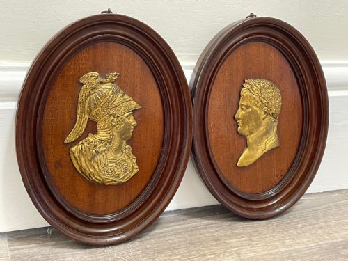 PAIR 19TH CENTURY GILDED BRONZE ALEXANDER NAPOLEON CAMEO PLAQUES - ADDITIONAL PHOTO 5