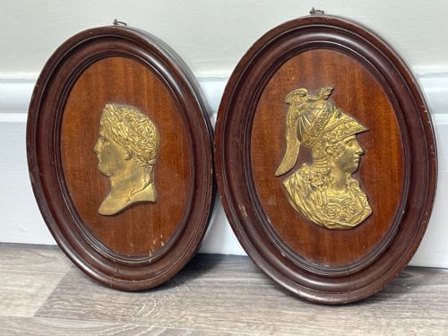 PAIR 19TH CENTURY GILDED BRONZE ALEXANDER NAPOLEON CAMEO PLAQUES - ADDITIONAL PHOTO 9