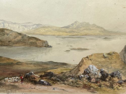 19TH CENTURY WATERCOLOUR LOCH KISHORN BY WILLIAM LEIGHTON LEITCH - ADDITIONAL PHOTO 5