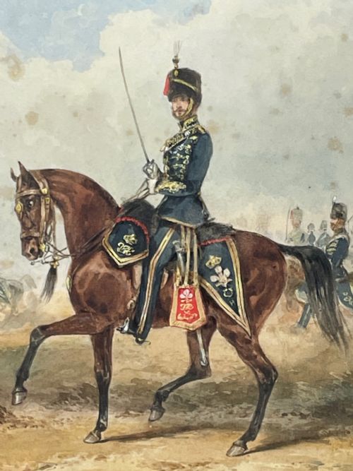 19TH CENTURY WATERCOLOUR PRINCE OF WALES OWN CAVALRY BY HENRY MARTENS - ADDITIONAL PHOTO 2