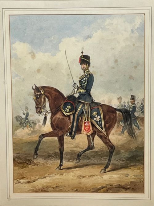 19TH CENTURY WATERCOLOUR PRINCE OF WALES OWN CAVALRY BY HENRY MARTENS - ADDITIONAL PHOTO 3