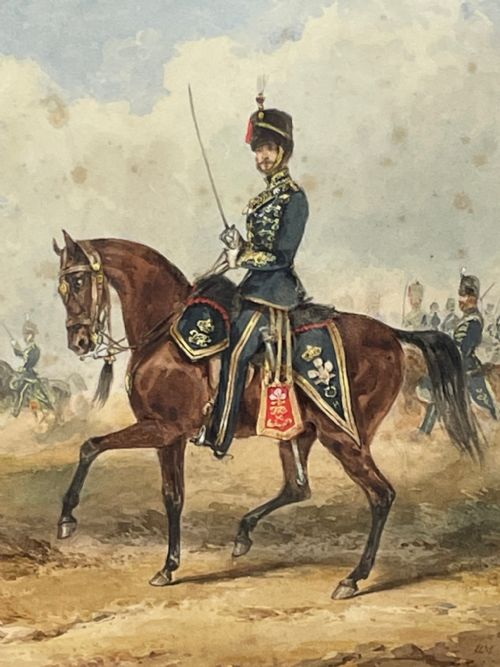 19TH CENTURY WATERCOLOUR PRINCE OF WALES OWN CAVALRY BY HENRY MARTENS - ADDITIONAL PHOTO 6
