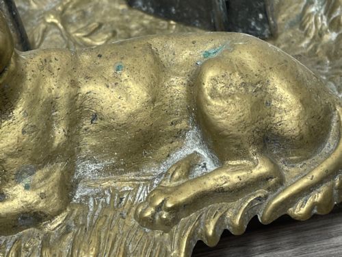 VICTORIAN BRASS SPORTING HUNTING DOG FIRE COMPANION SET - ADDITIONAL PHOTO 5