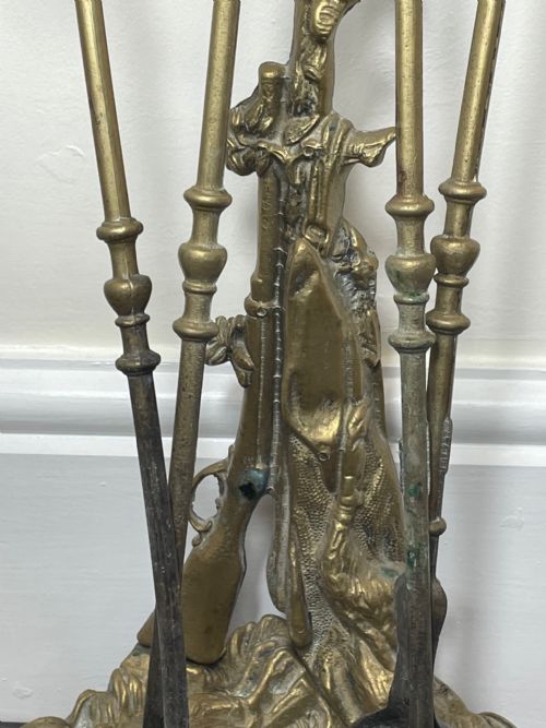 VICTORIAN BRASS SPORTING HUNTING DOG FIRE COMPANION SET - ADDITIONAL PHOTO 8