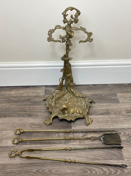 VICTORIAN BRASS SPORTING HUNTING DOG FIRE COMPANION SET - ADDITIONAL PHOTO 27