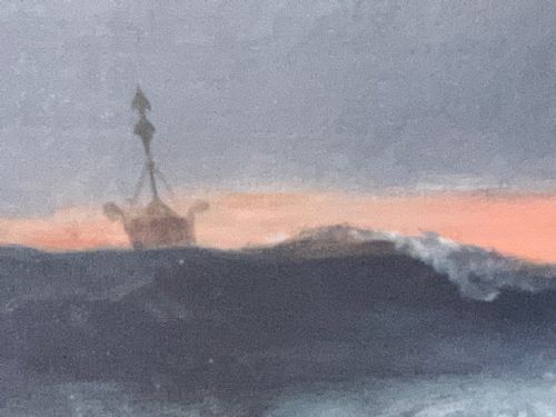 HUGE VICTORIAN SEASCAPE OIL PAINTING SINKING SHIP SIGNALLING RESCUERS BY HENRY E TOZER BORN 1864 - ADDITIONAL PHOTO 14