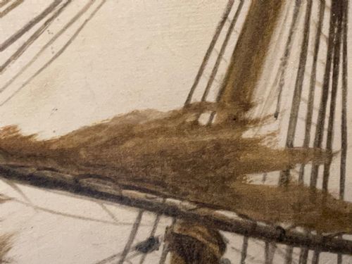 HUGE VICTORIAN SEASCAPE OIL PAINTING SINKING SHIP SIGNALLING RESCUERS BY HENRY E TOZER BORN 1864 - ADDITIONAL PHOTO 23