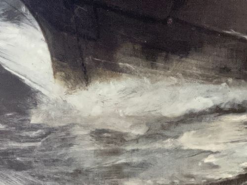 HUGE VICTORIAN SEASCAPE OIL PAINTING SINKING SHIP SIGNALLING RESCUERS BY HENRY E TOZER BORN 1864 - ADDITIONAL PHOTO 25