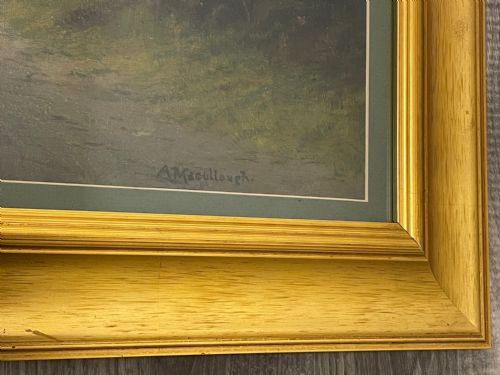 PAIR VICTORIAN OIL PAINTINGS SCOTTISH HIGHLANDS CATTLE BY A MACULLOUGH - ADDITIONAL PHOTO 9