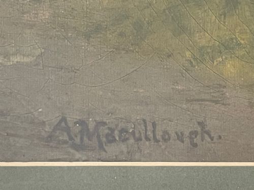 PAIR VICTORIAN OIL PAINTINGS SCOTTISH HIGHLANDS CATTLE BY A MACULLOUGH - ADDITIONAL PHOTO 10
