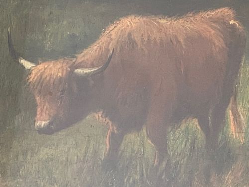 PAIR VICTORIAN OIL PAINTINGS SCOTTISH HIGHLANDS CATTLE BY A MACULLOUGH - ADDITIONAL PHOTO 22