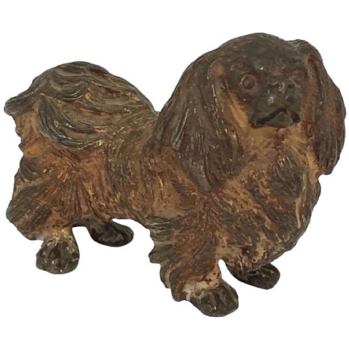 antique austrian cold painted bronze pekingese dog sculpture - CATEGORY: ANTIQUE SCULPTURES - DATED EDWARDIAN