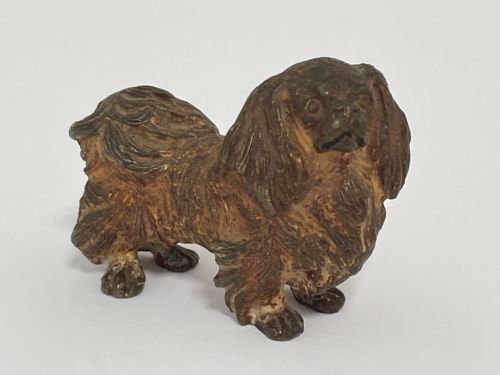 ANTIQUE AUSTRIAN COLD PAINTED BRONZE PEKINGESE DOG SCULPTURE - ADDITIONAL PHOTO 1