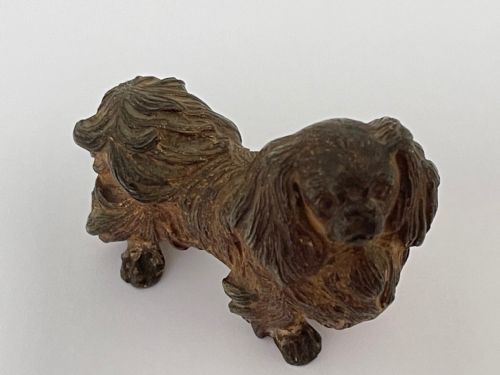 ANTIQUE AUSTRIAN COLD PAINTED BRONZE PEKINGESE DOG SCULPTURE - ADDITIONAL PHOTO 3