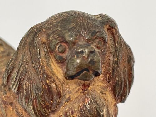 ANTIQUE AUSTRIAN COLD PAINTED BRONZE PEKINGESE DOG SCULPTURE - ADDITIONAL PHOTO 4