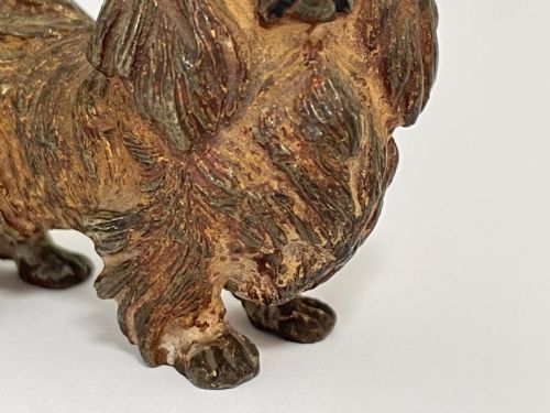 ANTIQUE AUSTRIAN COLD PAINTED BRONZE PEKINGESE DOG SCULPTURE - ADDITIONAL PHOTO 5