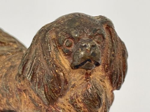 ANTIQUE AUSTRIAN COLD PAINTED BRONZE PEKINGESE DOG SCULPTURE - ADDITIONAL PHOTO 6