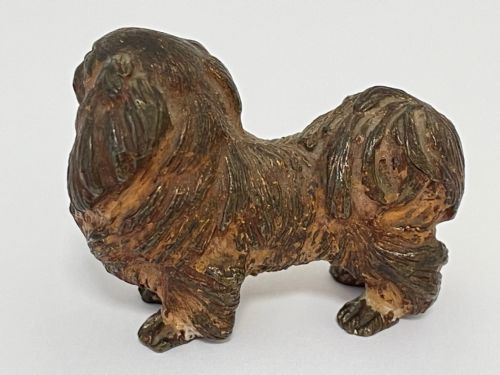 ANTIQUE AUSTRIAN COLD PAINTED BRONZE PEKINGESE DOG SCULPTURE - ADDITIONAL PHOTO 10