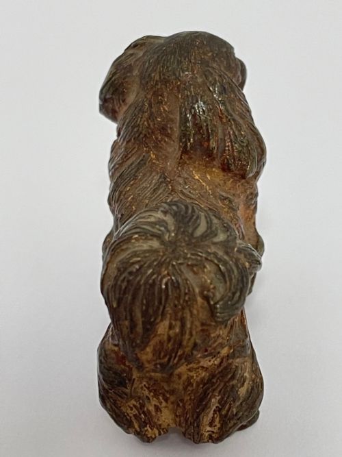 ANTIQUE AUSTRIAN COLD PAINTED BRONZE PEKINGESE DOG SCULPTURE - ADDITIONAL PHOTO 15