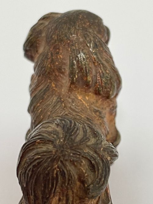 ANTIQUE AUSTRIAN COLD PAINTED BRONZE PEKINGESE DOG SCULPTURE - ADDITIONAL PHOTO 16