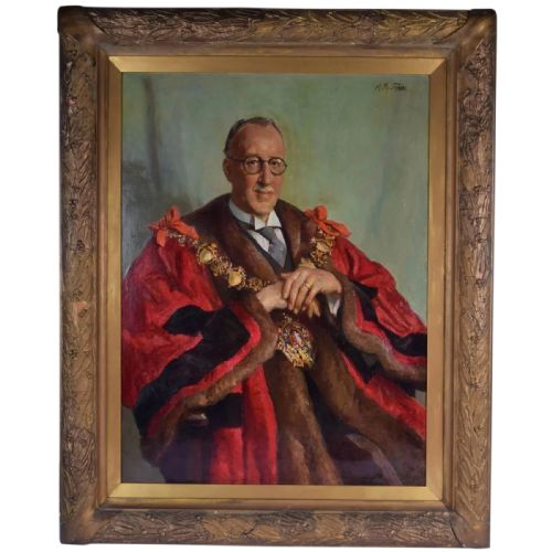 british portrait civic mayor oil painting by harry maude jonas - CATEGORY: ANTIQUE ART - DATED 1920