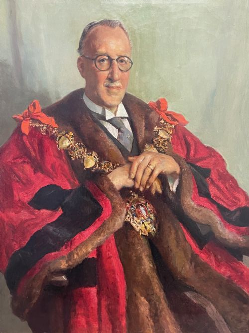 BRITISH PORTRAIT CIVIC MAYOR OIL PAINTING BY HARRY MAUDE JONAS - ADDITIONAL PHOTO 2