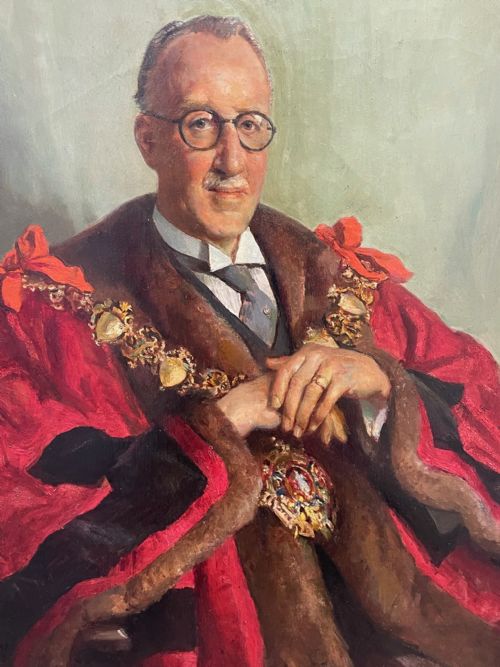 BRITISH PORTRAIT CIVIC MAYOR OIL PAINTING BY HARRY MAUDE JONAS - ADDITIONAL PHOTO 4