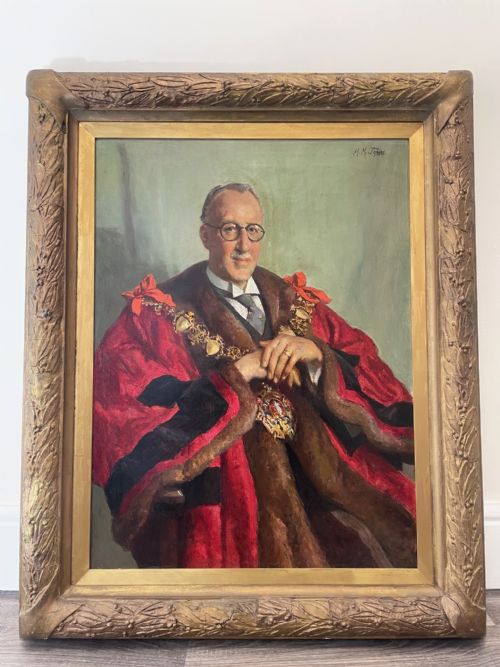 BRITISH PORTRAIT CIVIC MAYOR OIL PAINTING BY HARRY MAUDE JONAS - ADDITIONAL PHOTO 6