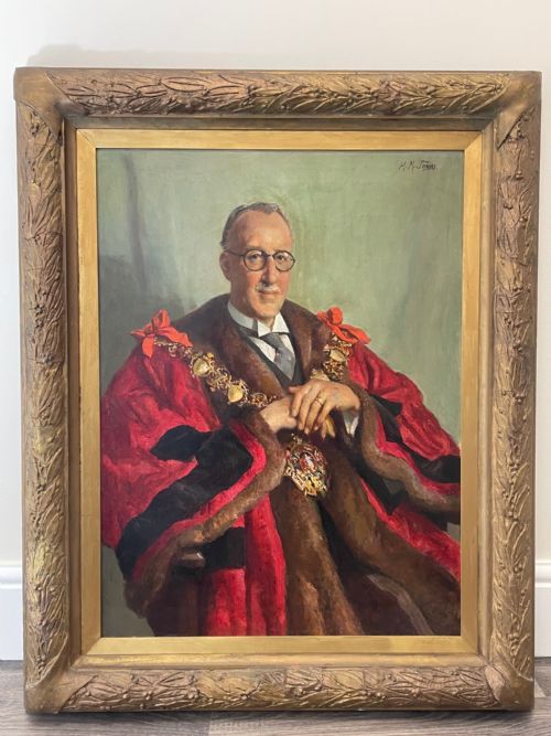 BRITISH PORTRAIT CIVIC MAYOR OIL PAINTING BY HARRY MAUDE JONAS - ADDITIONAL PHOTO 7