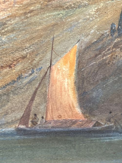 ANTIQUE CONTINENTAL WATERCOLOUR SAILING SHIPS LAKE BLED JULIAN ALPS SLOVENIA - ADDITIONAL PHOTO 22