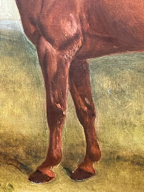 19TH CENTURY OIL PAINTING BAY HUNTER HORSE BY CLAUDE LORRAINE FERNELEY - ADDITIONAL PHOTO 14