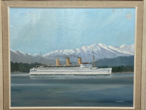OIL PAINTING RMS EMPRESS OF JAPAN LINER SHIP BY JOHN ROWAN DOMINY - ADDITIONAL PHOTO 2