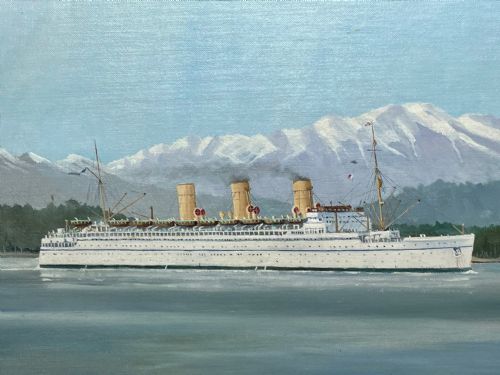 OIL PAINTING RMS EMPRESS OF JAPAN LINER SHIP BY JOHN ROWAN DOMINY - ADDITIONAL PHOTO 10