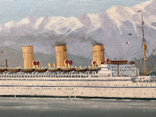 OIL PAINTING RMS EMPRESS OF JAPAN LINER SHIP BY JOHN ROWAN DOMINY - ADDITIONAL PHOTO 11