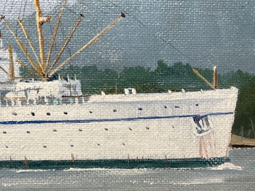 OIL PAINTING RMS EMPRESS OF JAPAN LINER SHIP BY JOHN ROWAN DOMINY - ADDITIONAL PHOTO 12