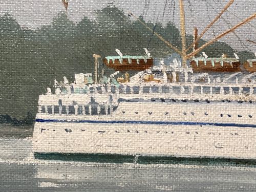 OIL PAINTING RMS EMPRESS OF JAPAN LINER SHIP BY JOHN ROWAN DOMINY - ADDITIONAL PHOTO 14
