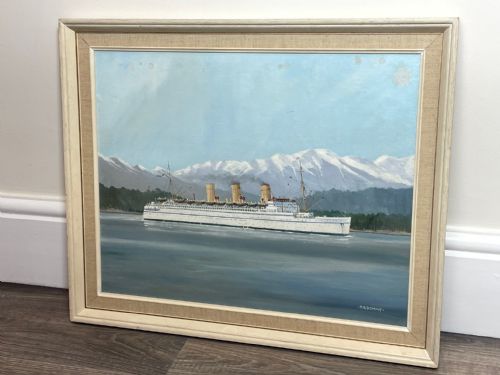 OIL PAINTING RMS EMPRESS OF JAPAN LINER SHIP BY JOHN ROWAN DOMINY - ADDITIONAL PHOTO 28
