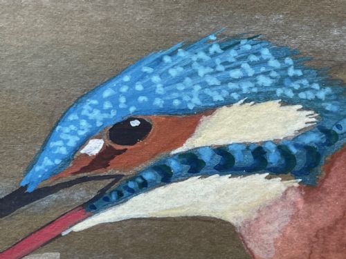 WATERCOLOUR KINGFISHERS MOTHER FEEDING YOUNG BIRDS BY RALSTON GUDGEON - ADDITIONAL PHOTO 22