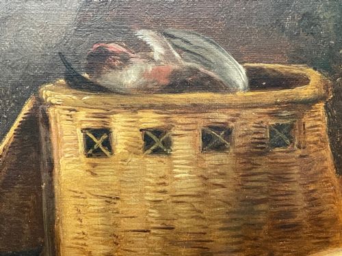 19TH CENTURY OIL PAINTING GUN DOGS GUARDING THE DAYS SHOOT JOHN MORRIS - ADDITIONAL PHOTO 15