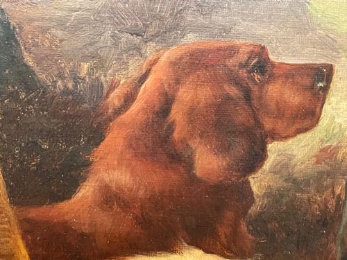 19TH CENTURY OIL PAINTING GUN DOGS GUARDING THE DAYS SHOOT JOHN MORRIS - ADDITIONAL PHOTO 19