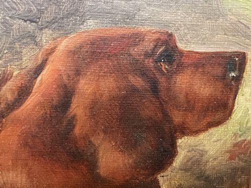19TH CENTURY OIL PAINTING GUN DOGS GUARDING THE DAYS SHOOT JOHN MORRIS - ADDITIONAL PHOTO 20