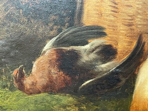 19TH CENTURY OIL PAINTING GUN DOGS GUARDING THE DAYS SHOOT JOHN MORRIS - ADDITIONAL PHOTO 21