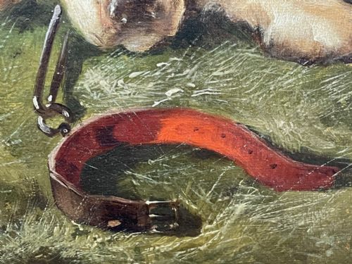 19TH CENTURY OIL PAINTING GUN DOGS GUARDING THE DAYS SHOOT JOHN MORRIS - ADDITIONAL PHOTO 26