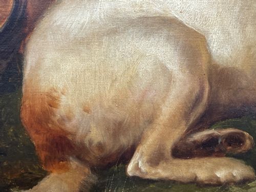 19TH CENTURY OIL PAINTING GUN DOGS GUARDING THE DAYS SHOOT JOHN MORRIS - ADDITIONAL PHOTO 28