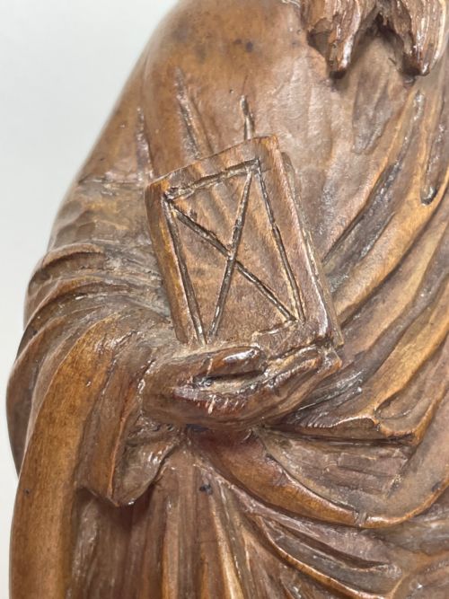 SMALL RELIGIOUS 19TH CENTURY CARVED FRUITWOOD ST PAUL SCULPTURE - ADDITIONAL PHOTO 6